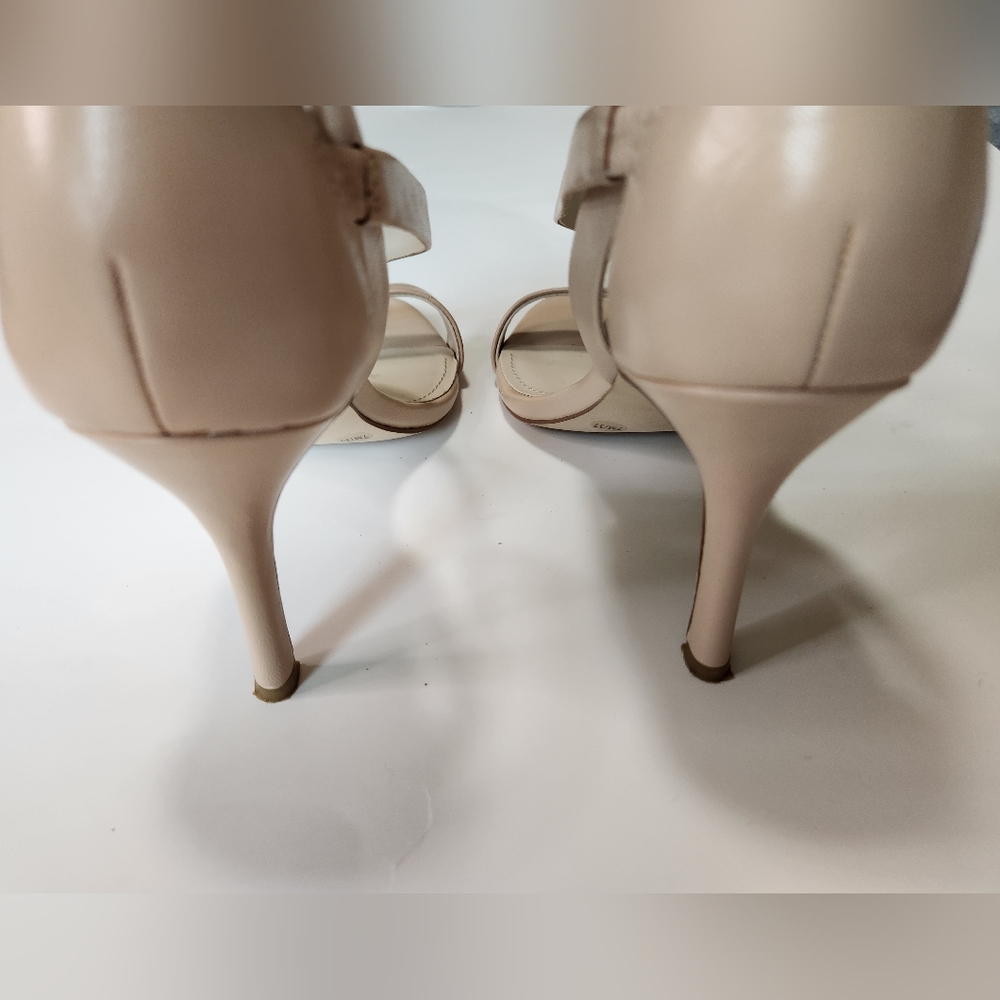 BCBGeneration Diego Nude Leather Open Toe Ankle Strap Party Stiletto Heels Sz 7 - Picture 5 of 10